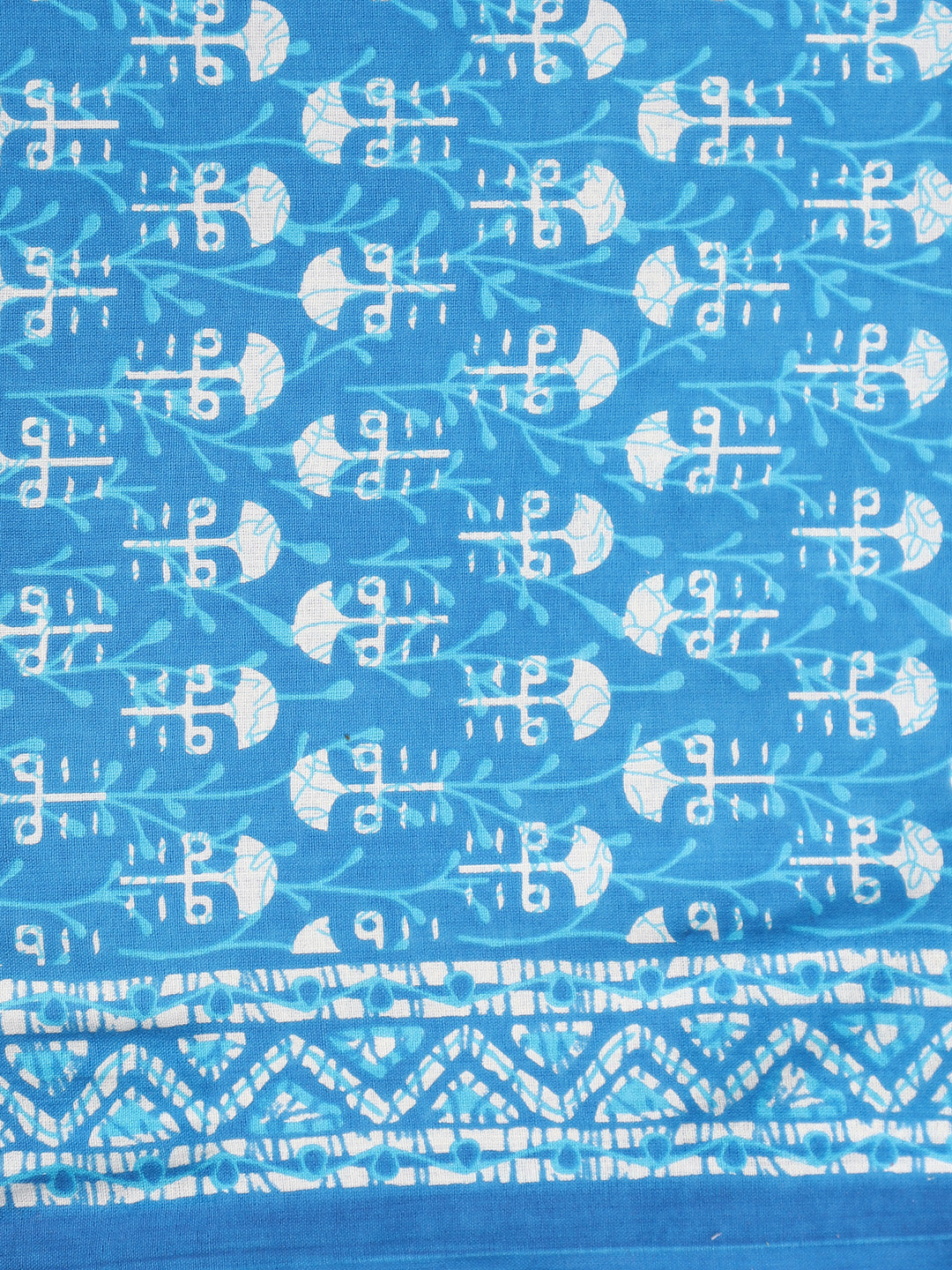 Blue Printed Unstitch Dress Material with Dupatta