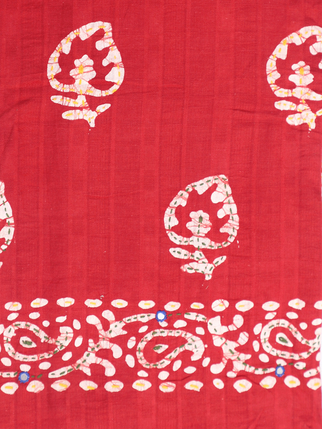 Red Printed Unstitch Dress Material with Dupatta