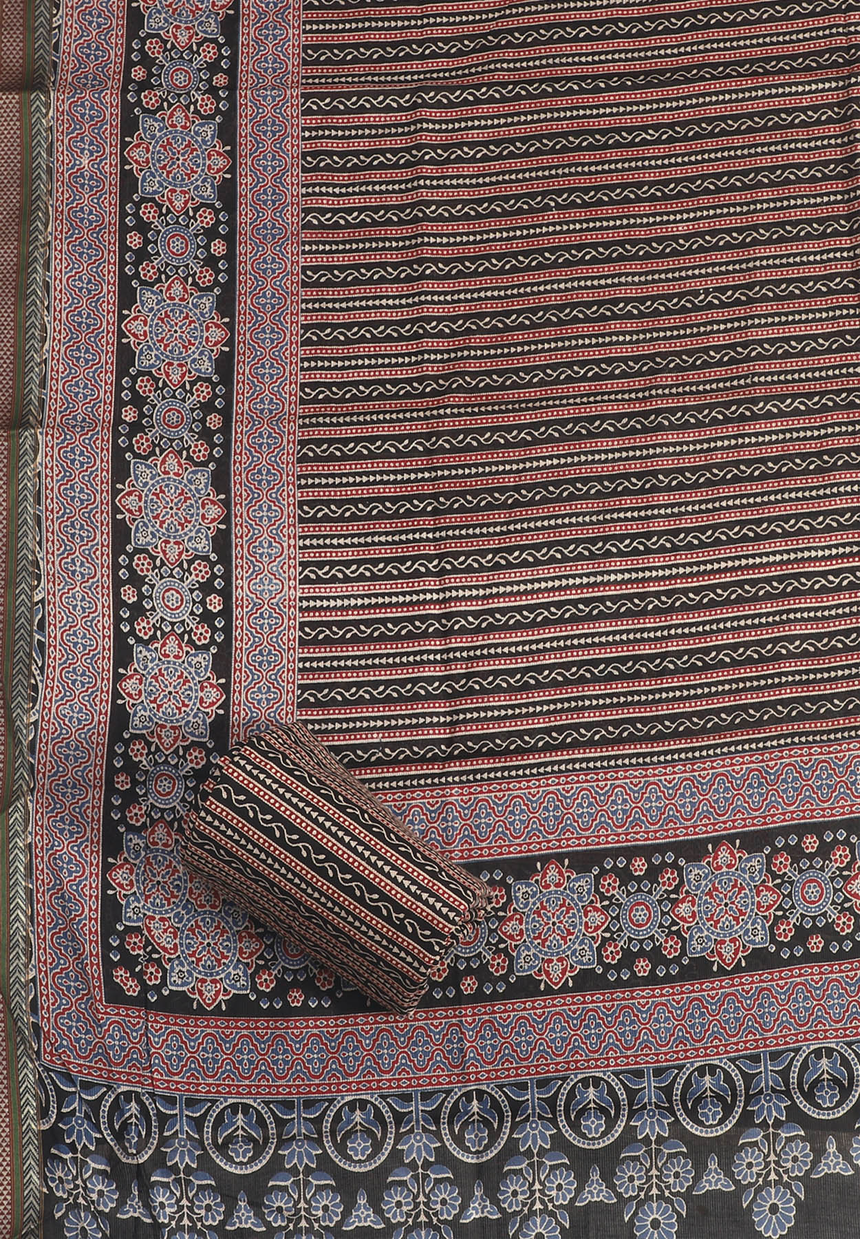Cotton Printed Multicolor Unstitched Dress Material With Dupatta
