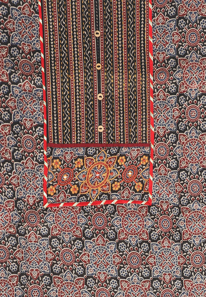 Cotton Printed Multicolor Unstitched Dress Material With Dupatta