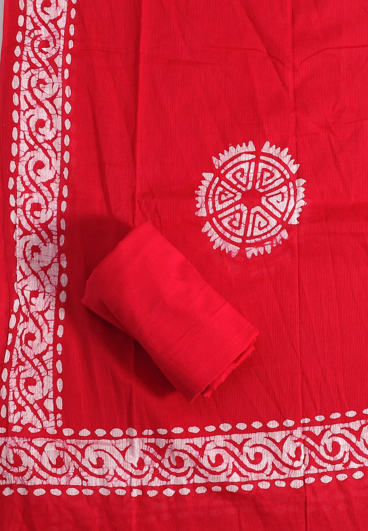red cotton dress material Cotton Printed Red & White Unstitched Dress Material With Dupatta Salwar Studio