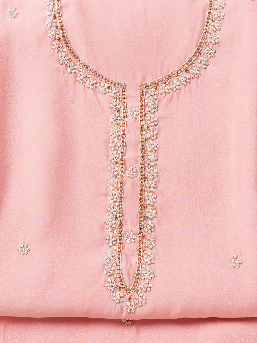 Pink Embroidered Unstitch Dress Material with Dupatta