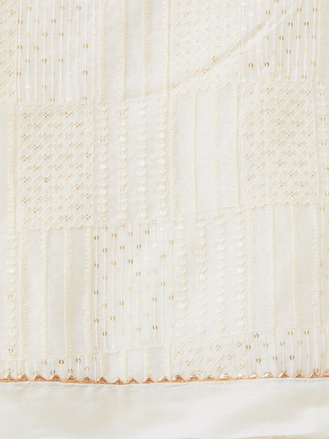 White & Yellow Embellished Unstitch Dress Material with Dupatta