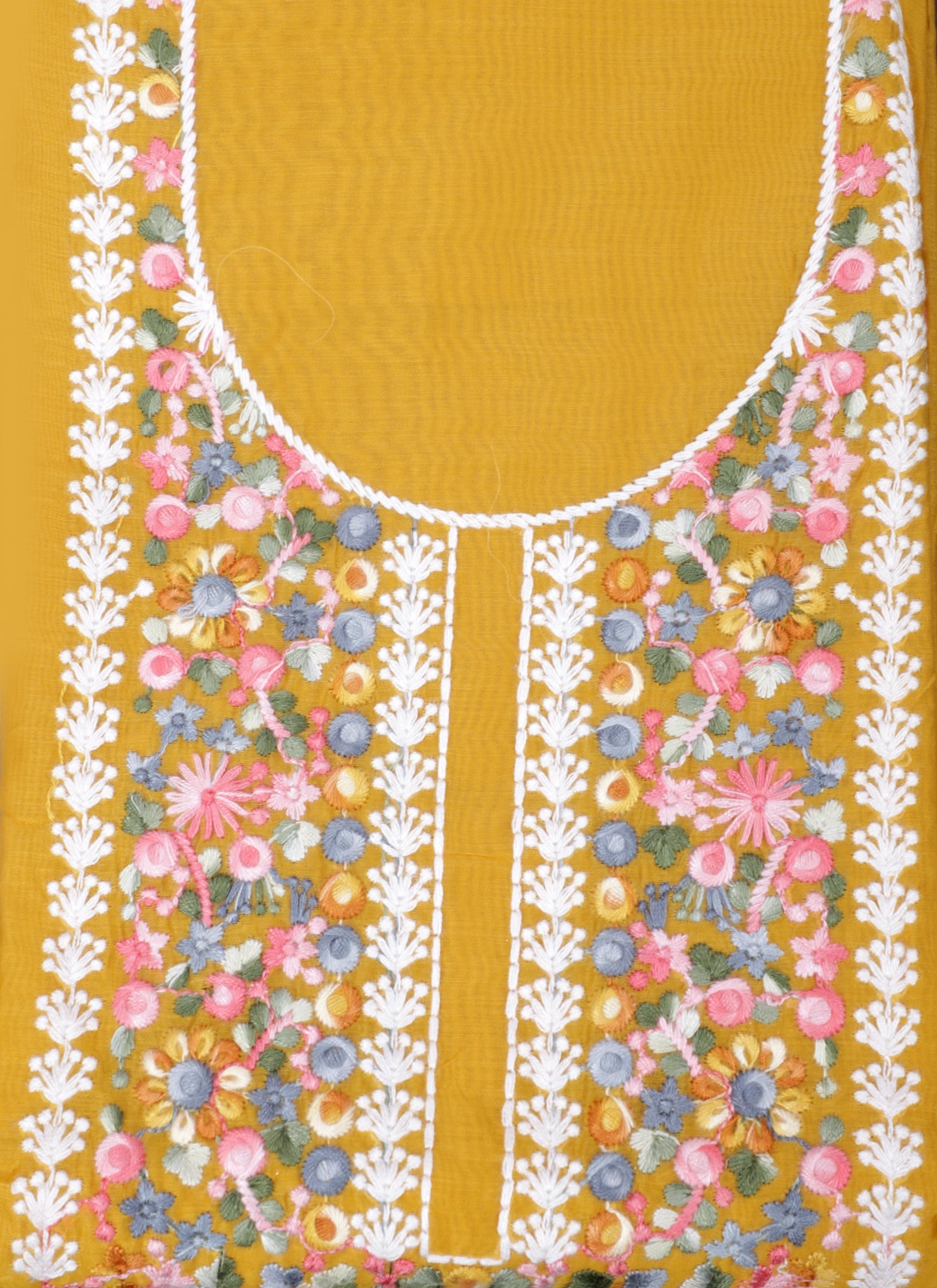 Mustard Embroidered Tissue Unstitched Dress Material