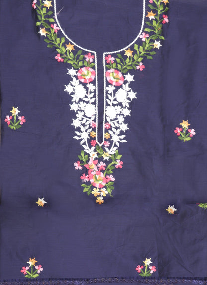 Blue Embroidered Tissue Unstitched Dress Material