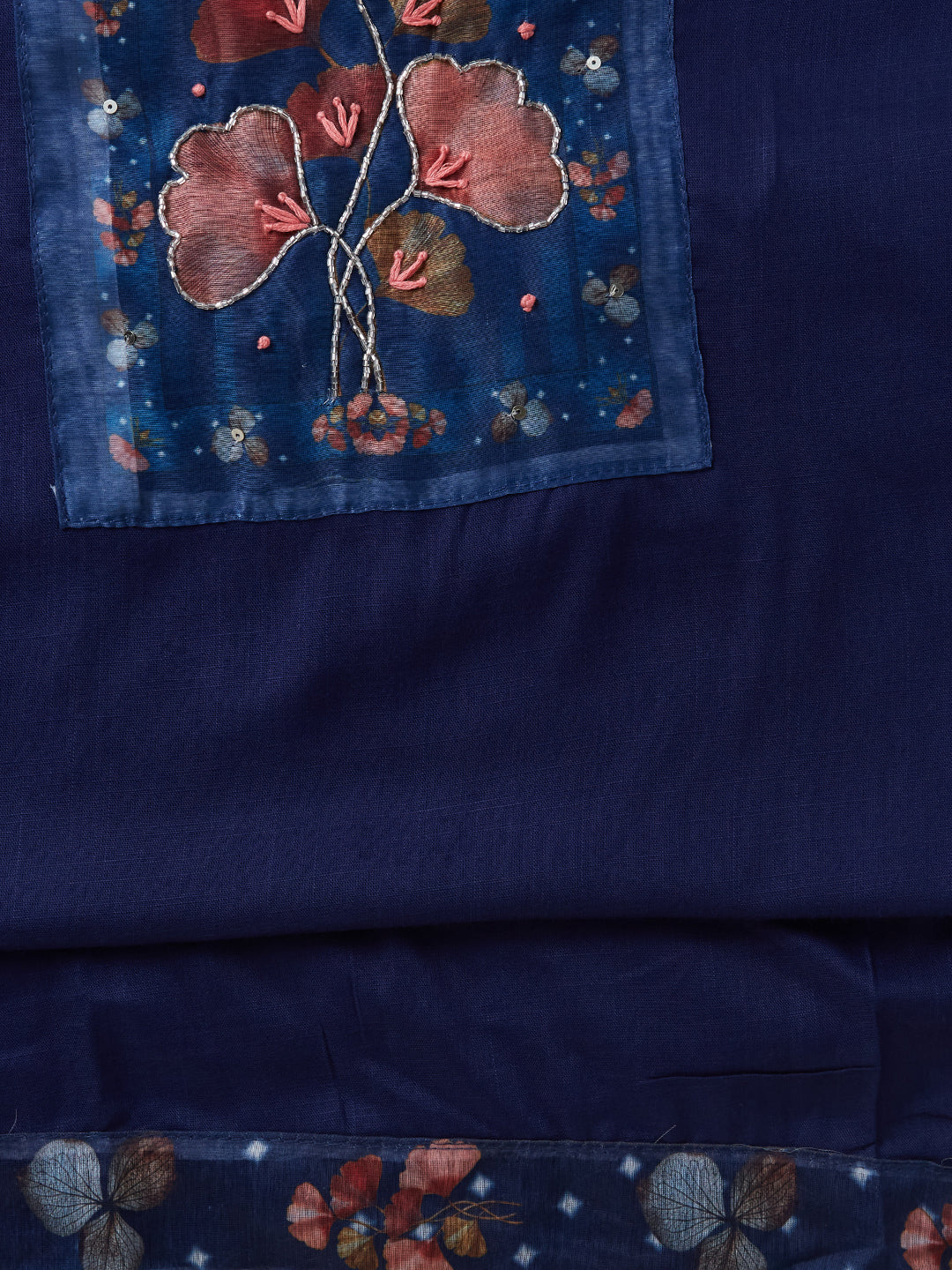 Cotton Yoke Design Blue Unstitched Dress Material With Dupatta