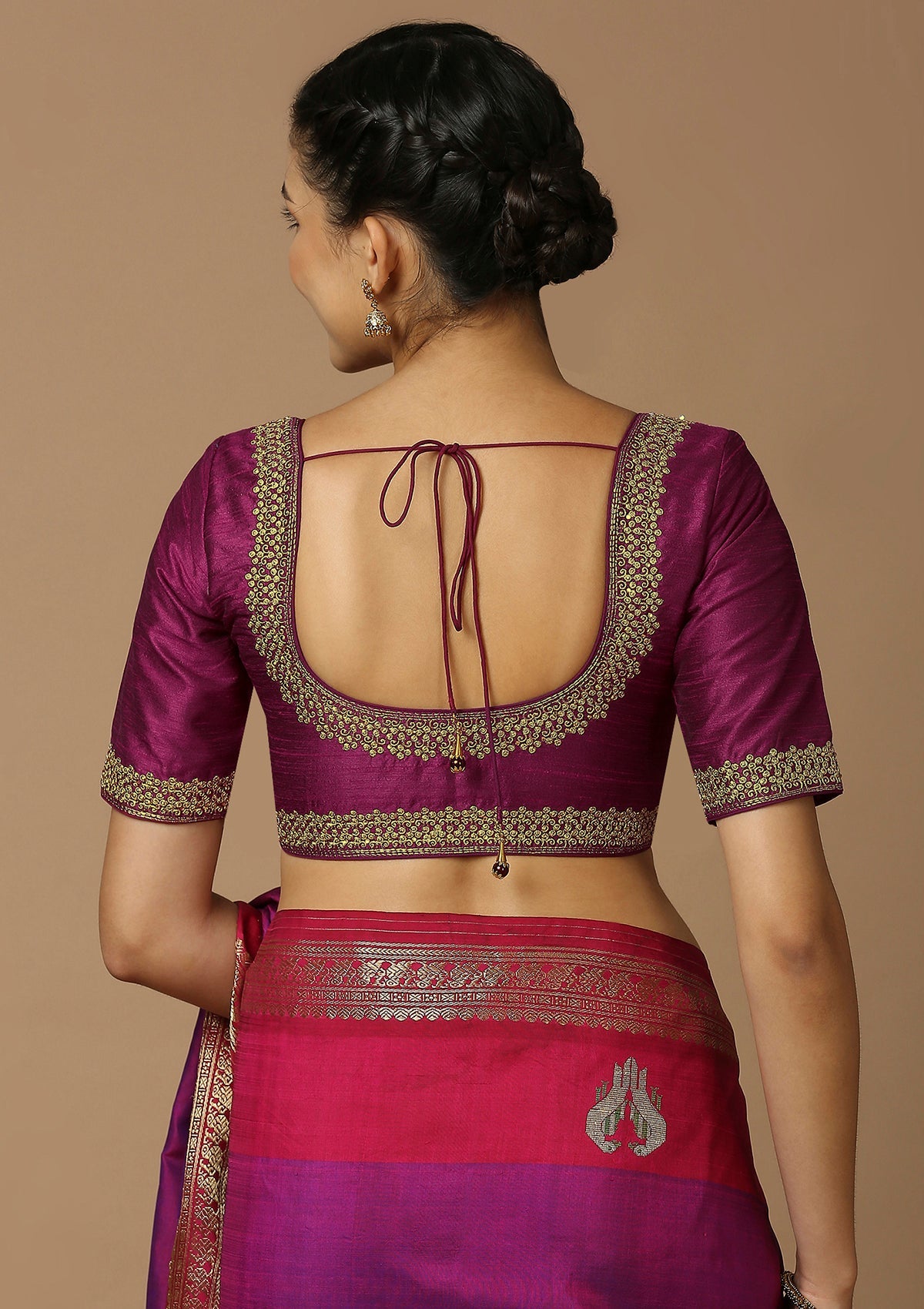Magenta Embroidered Saree Blouse