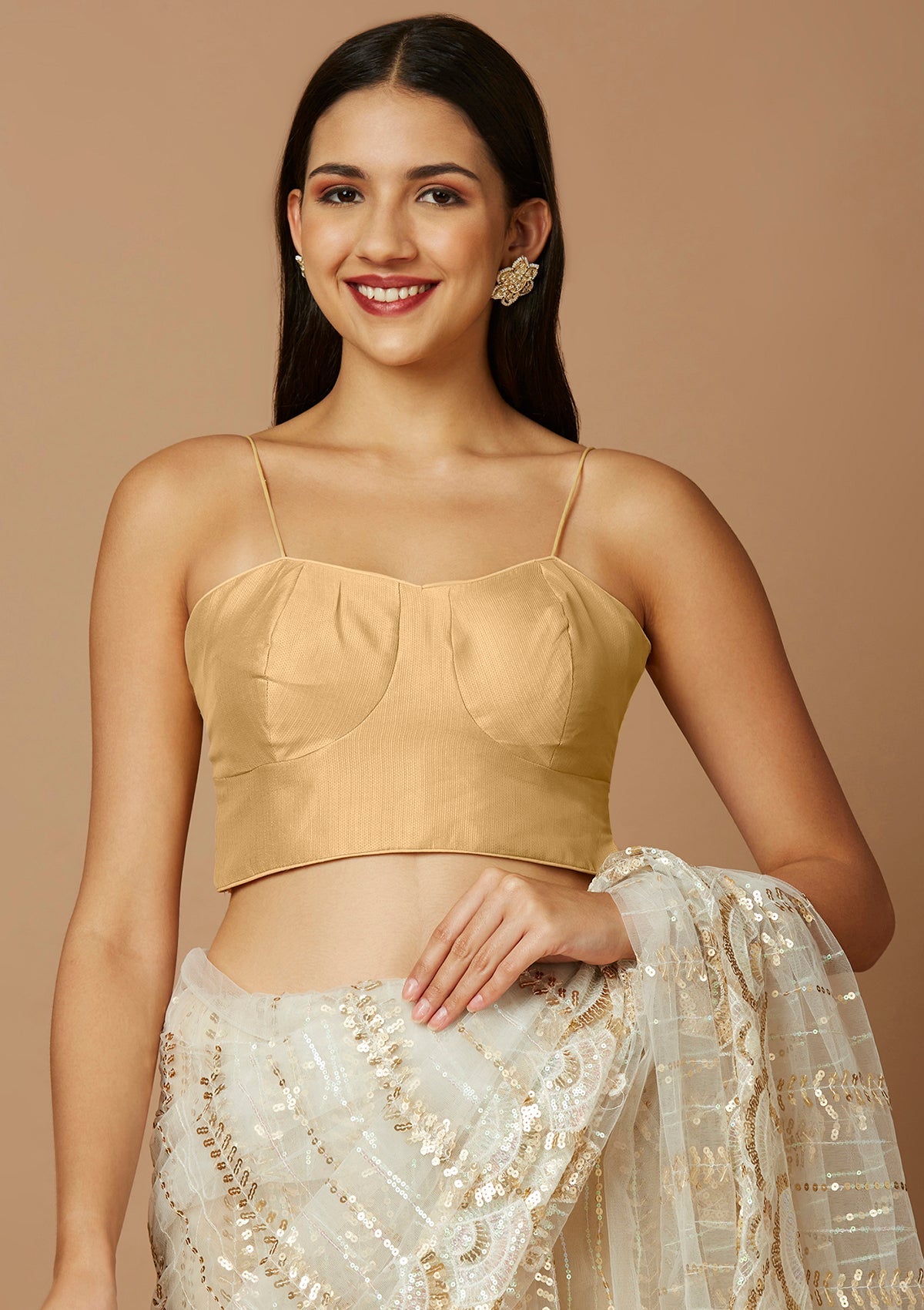 Gold Solid Saree Blouse