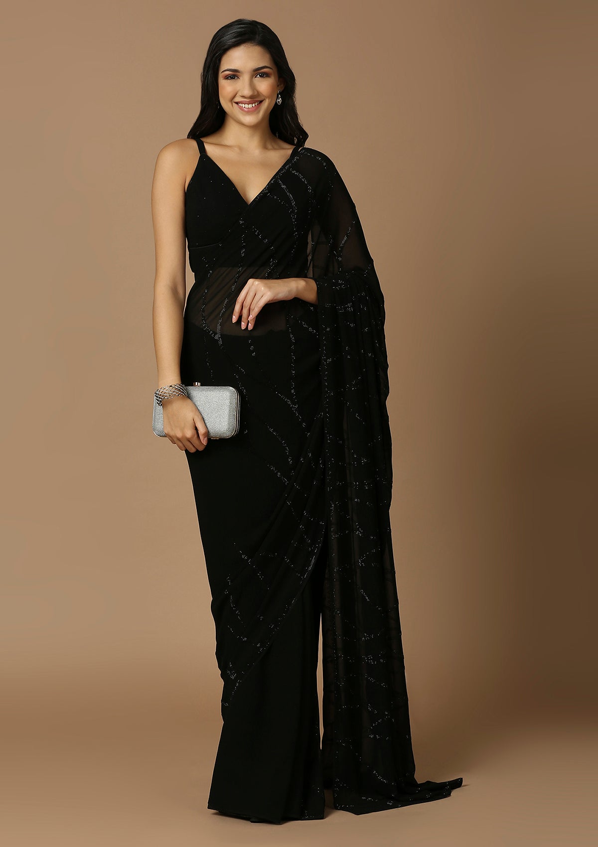 Black Embellished Saree Blouse