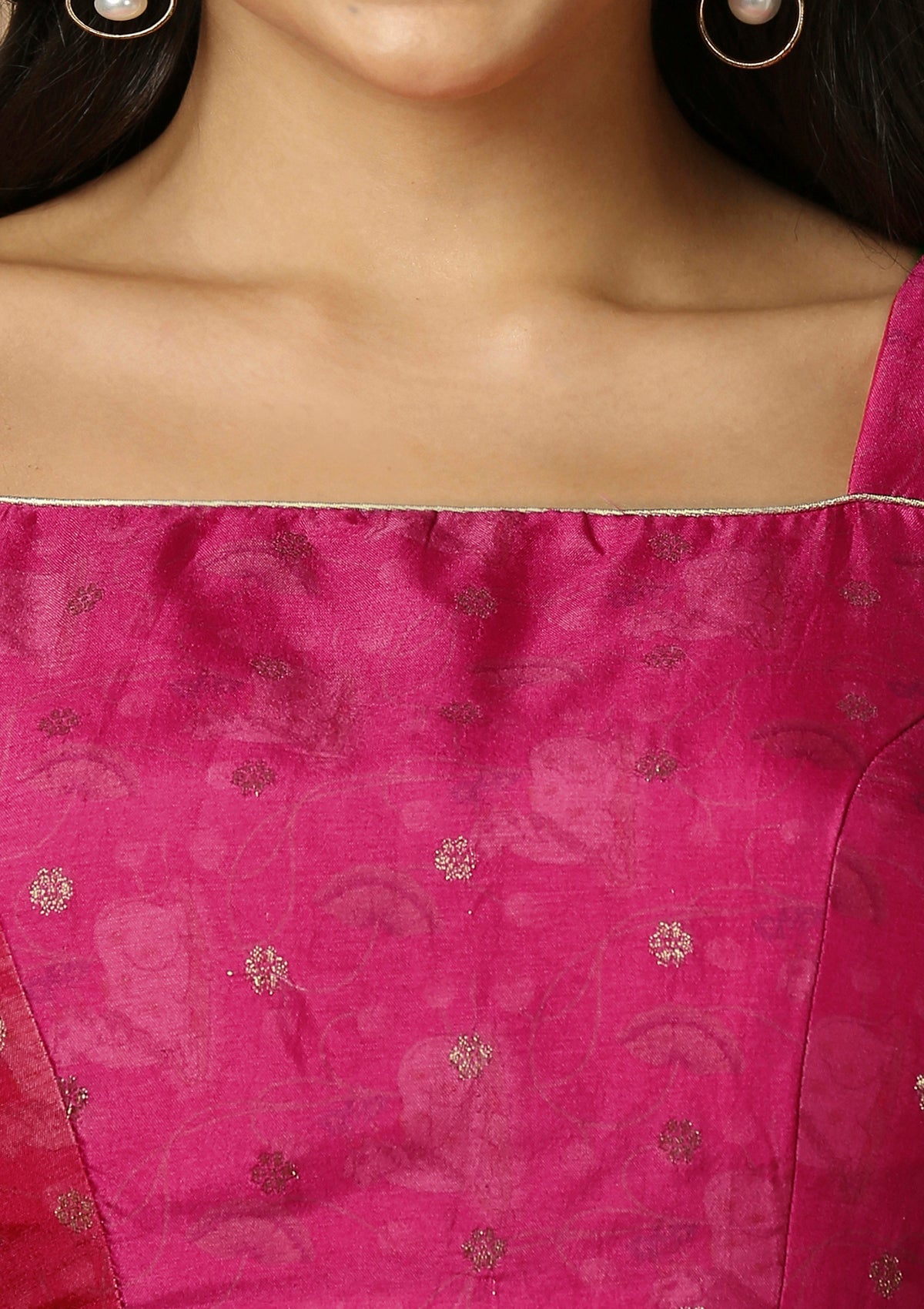 Pink Woven Design Saree Blouse