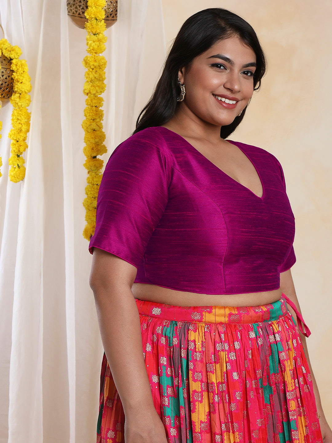 Buy Boat Neck Plain Plus Size Sarees Online for Women in USA