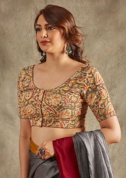 Multicolor Cotton Round Neck Readymade Blouse