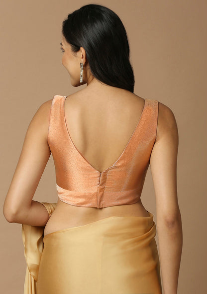 Rose Gold Silk Sleeveless Readymade Padded Blouse