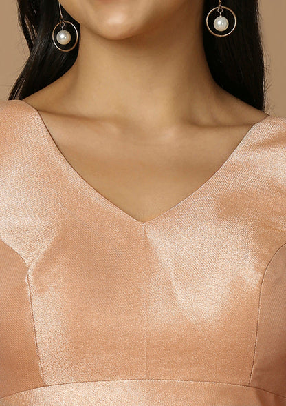 Rose Gold Silk Sleeveless Readymade Blouse