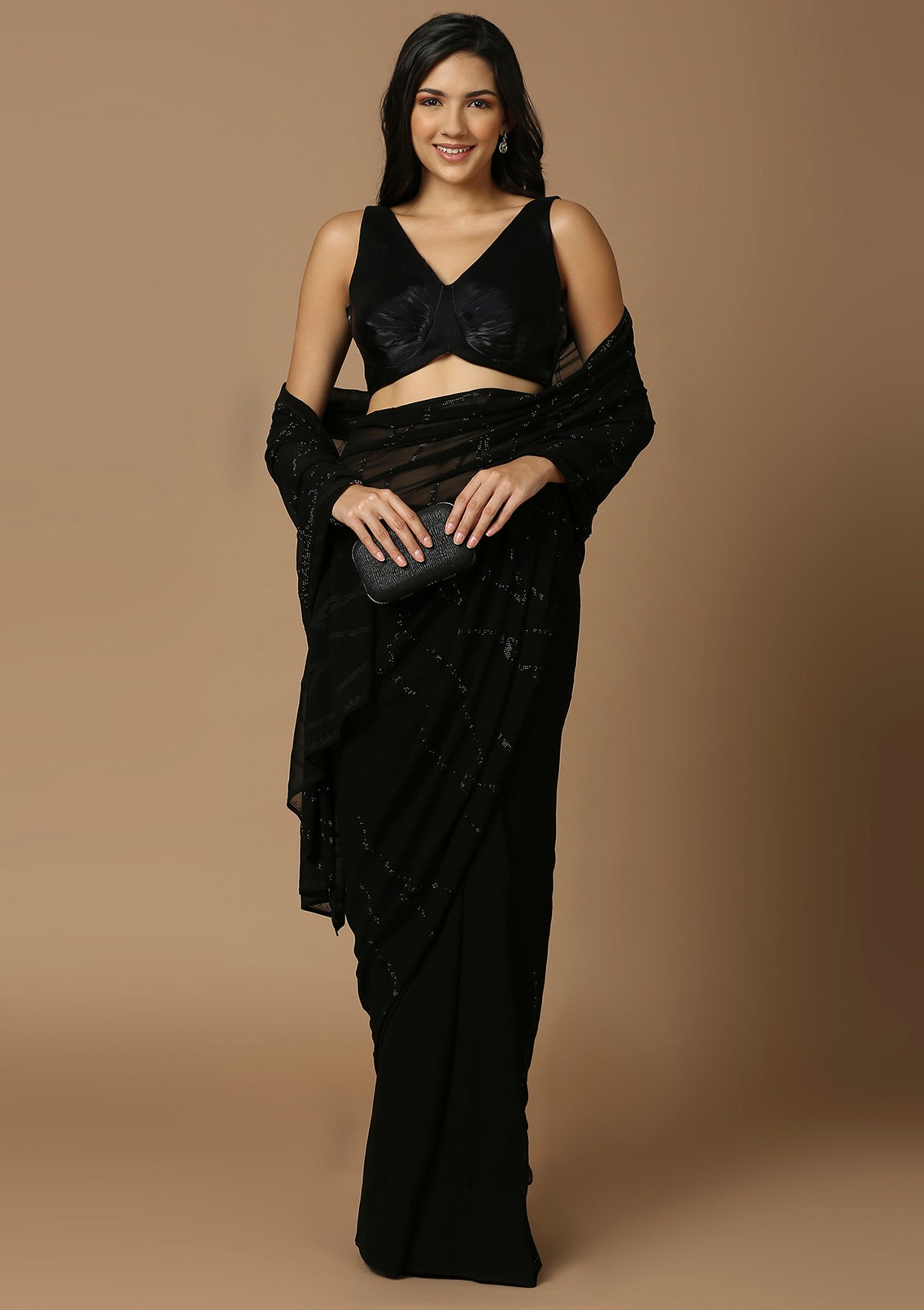 Black Ruched Saree Blouse