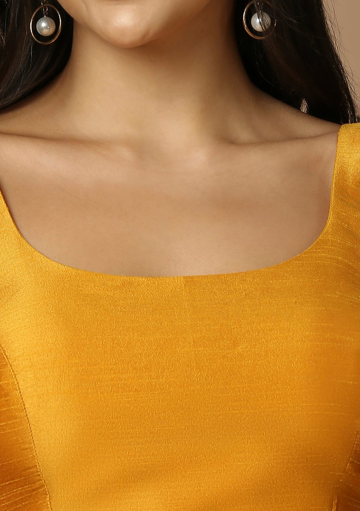 Yellow Silk Sleeveless Readymade Padded Blouse