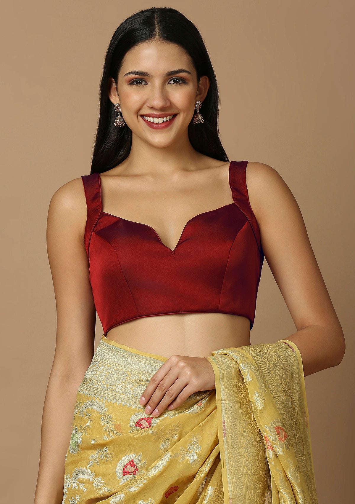 Red Solid Saree Blouse