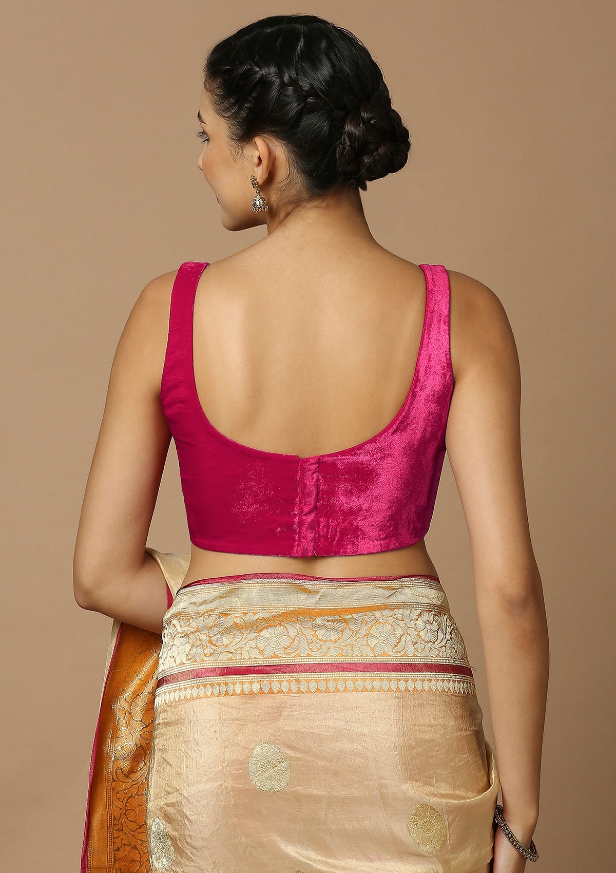 Magenta Solid Saree Blouse