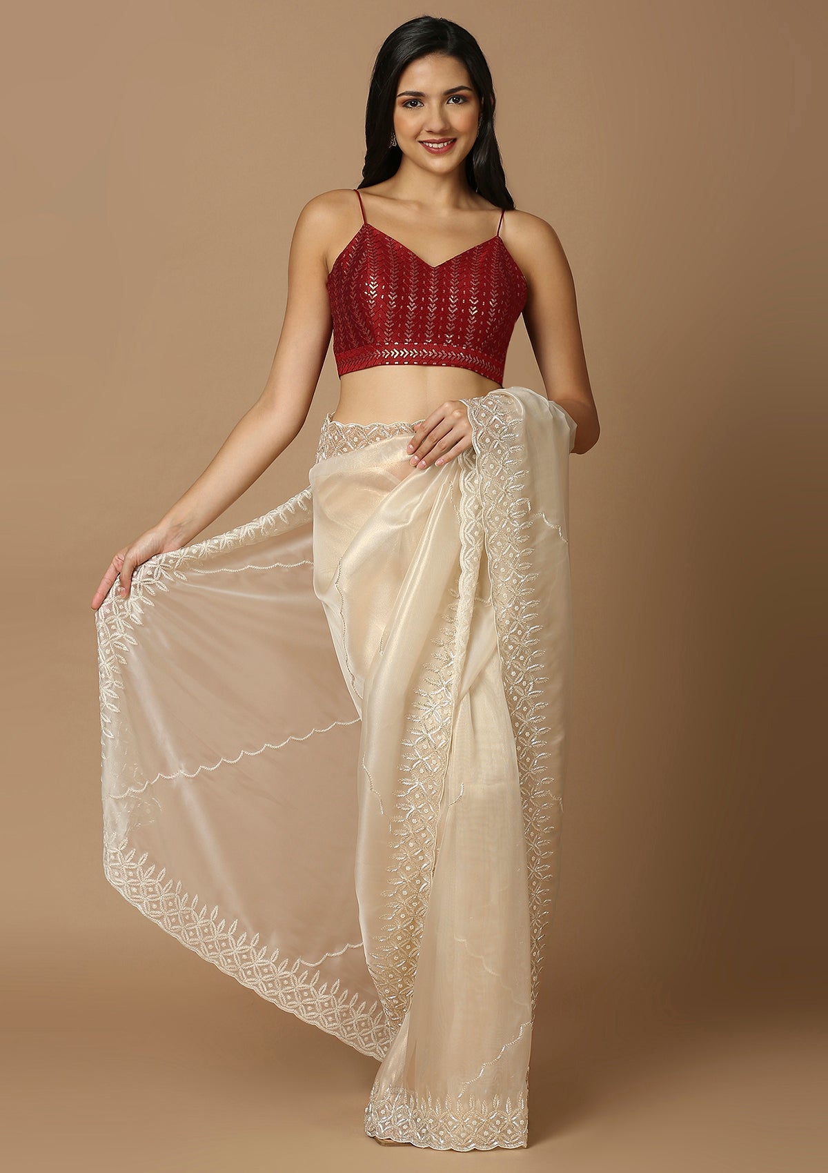 Maroon Embellished Saree Blouse