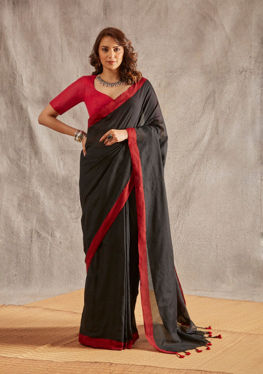 Black Cotton Saree