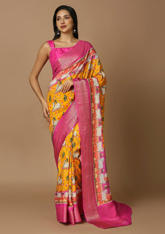 Mustard Printed Saree