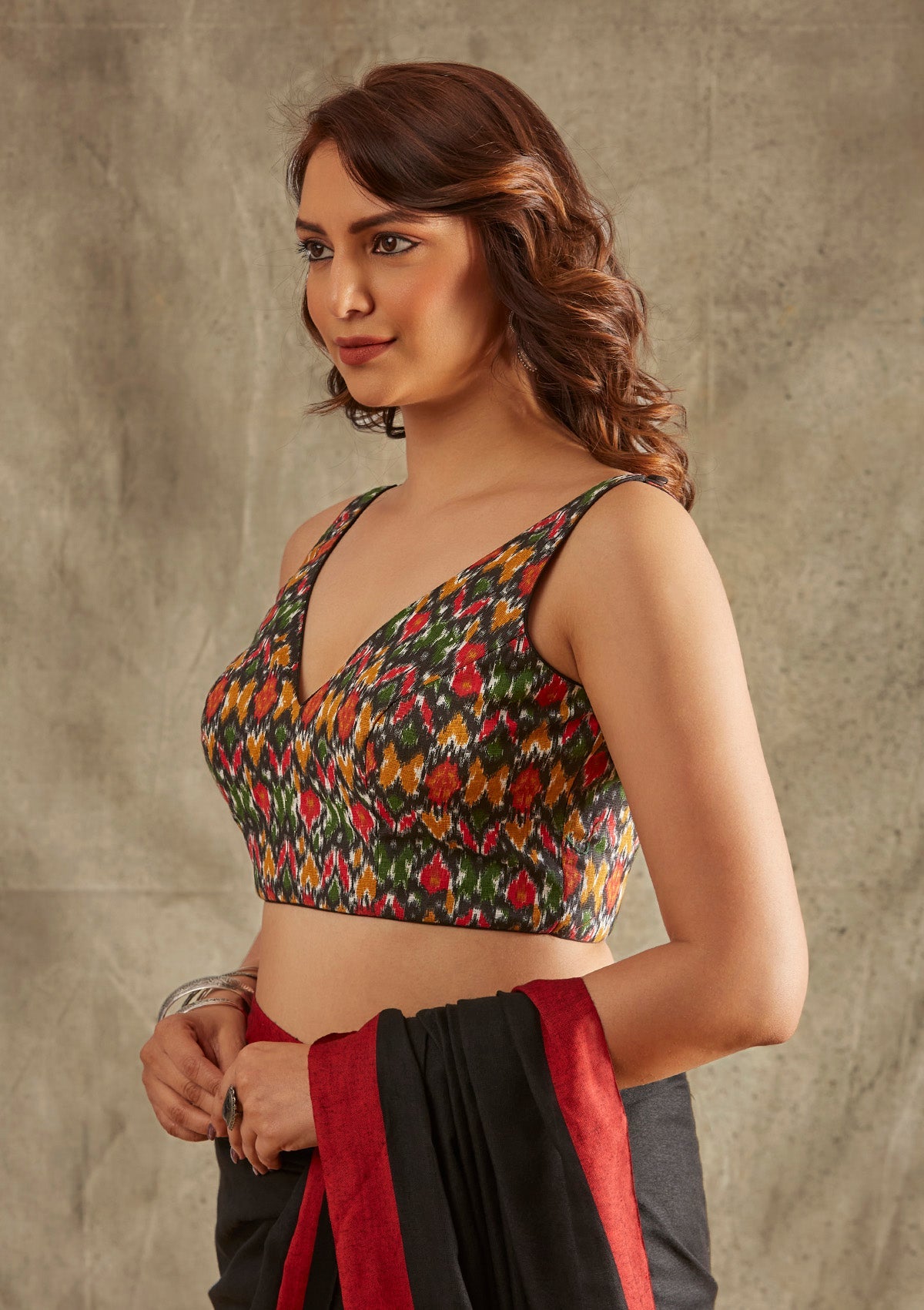 Multicolor Cotton Sleeveless Readymade Blouse